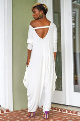 Casual Loose Pure Backless Long sleeve Jumpsuits