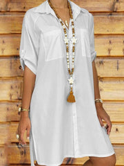 Fashion Pure Short sleeve Lapel Blouses