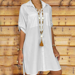 Fashion Pure Short sleeve Lapel Blouses