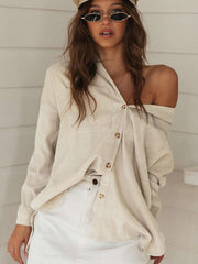 Sexy Loose Lapel Long sleeve Blouses