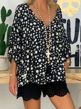 Casual Loose V neck Print Long sleeve T-Shirts