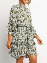 Fashion Print Lacing Falbala Skater Dresses