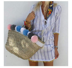 Fashion Loose Lacing Purl Shift Dresses