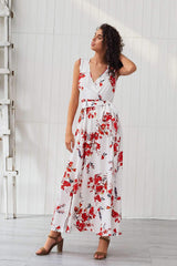 Fashion Print V neck Sleeveless Maxi Dresses