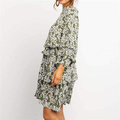Fashion Print Lacing Falbala Skater Dresses