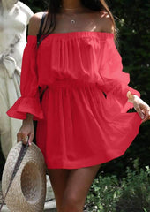 Fashion Off shoulder Falbala Skater Dresses