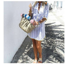 Fashion Loose Lacing Purl Shift Dresses