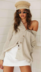 Sexy Loose Lapel Long sleeve Blouses