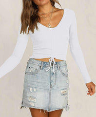 New Knit Long sleeve Lacing Sweaters