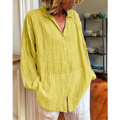 V-Neck Long Sleeve Solid Women Blouse