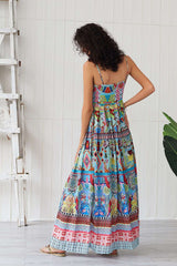 Fashion Print Vest Lacing Maxi Dresses