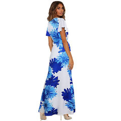 Fashion Print Lacing Short sleeve Skater Dresses