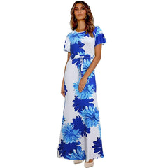 Fashion Print Lacing Short sleeve Skater Dresses
