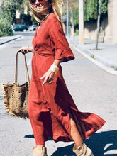 Fashion Casual V neck Pure Half sleeve Skater Dresses