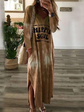 Casual Plus Print V neck Vent Maxi Dresses