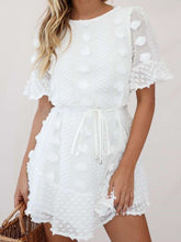 Sexy Round neck Pure Lacing Short sleeve Skater Dresses