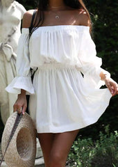 Fashion Off shoulder Falbala Skater Dresses
