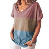 Fashion Gradient Short sleeve V neck T-Shirts