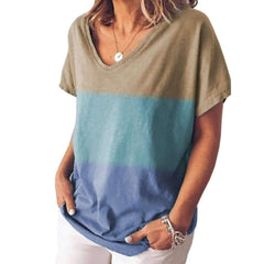 Fashion Gradient Short sleeve V neck T-Shirts