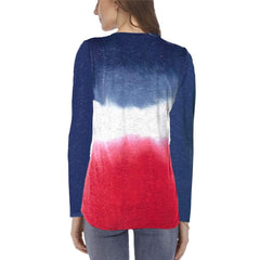 Fashion Gradient Long sleeve Fastener T-Shirts