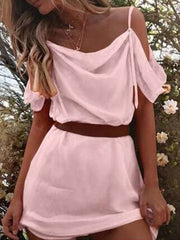Sexy chiffon off shoulder halter vacation dresses