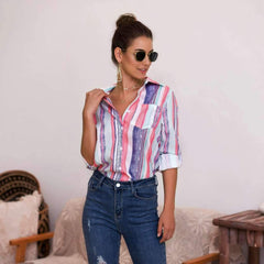 Fashion Lapel Long-Sleeved T-Shirts