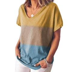 Fashion Gradient Short sleeve V neck T-Shirts