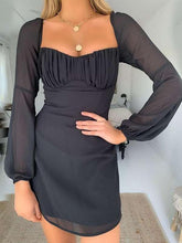 Sexy Backless Drape Long sleeve Skater Dresses