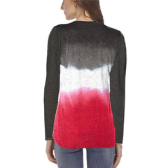 Fashion Gradient Long sleeve Fastener T-Shirts