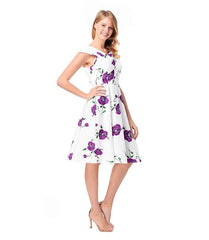 Fashion Print V neck Skater Dresses