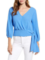 Loose V neck Long sleeve Lacing T-Shirts