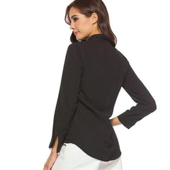 Fashion Loose Lapel Lacing Long sleeve Blouses