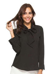 Fashion Loose Lapel Lacing Long sleeve Blouses
