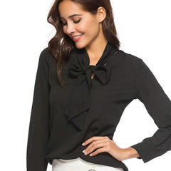 Fashion Loose Lapel Lacing Long sleeve Blouses