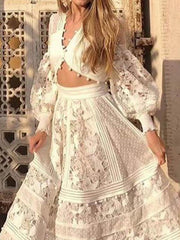 Women fashion v neck two pieces maxi dresses