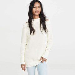 Fashion Loose High collar Off shoulder Sweaters