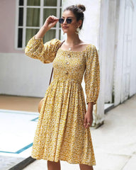 Fashion Floral Long sleeve Skater Dresses
