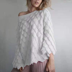 Loose Hollow out Feather Knit Pure Sweaters