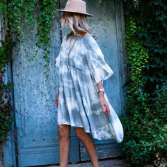 Fashion Print Drape Half sleeve Shift Dresses
