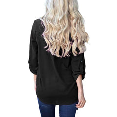 Casual V neck Long sleeve Chiffon Blouses