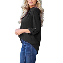 Casual V neck Long sleeve Chiffon Blouses