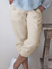 Women seven points pure color Small feet haren pants