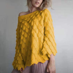 Loose Hollow out Feather Knit Pure Sweaters