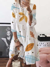 Loose Print Round neck Three quarter sleeve Maxi Dresses