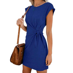 Fashion Loose Lacing Round neck Short sleeve sleeve Skater Dresses