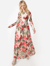 Fashion Print Long sleeve Lacing Maxi Dresses