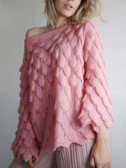 Loose Hollow out Feather Knit Pure Sweaters