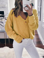 V Neck Long Sleeve Woman Sweater