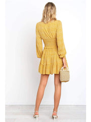 Fashion Stringy selvedge Drape Long sleeve Skater Dresses