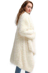 Fashion Plush Pure Long sleeve Coats